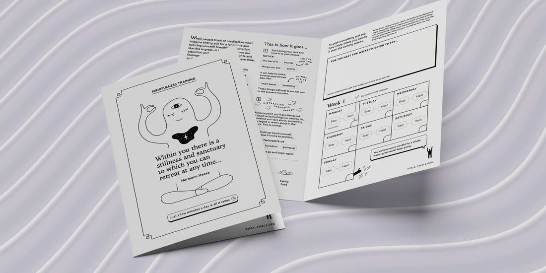 Feeels Co Therapy Resource folded meditation how to booklet for kids teens and young adults